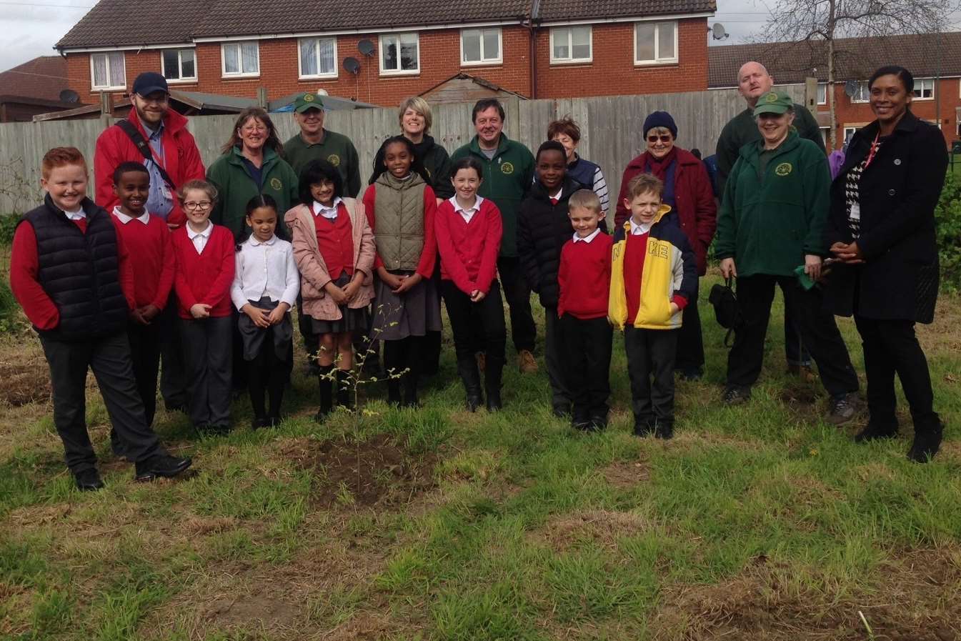 Temple Hill Primary Academy plant saplings on the estate's Community Woodland