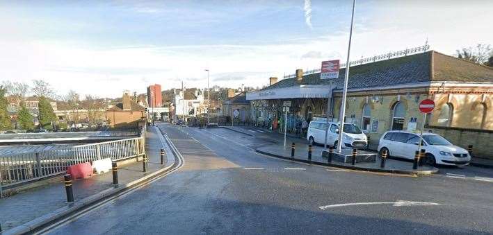 The incident happened outside Chatham train station. Picture: Google