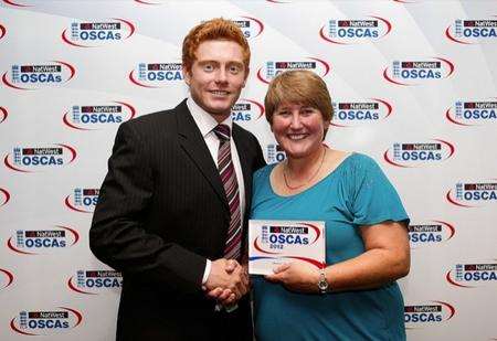 Lorraine Elgar is congratulated by young England star Jonny Bairstow Photo by Tom Shaw/Getty Images