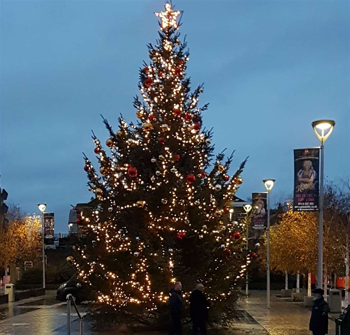 The Christmas tree in Community Square, Gravesend. Picture: Jason Arthur