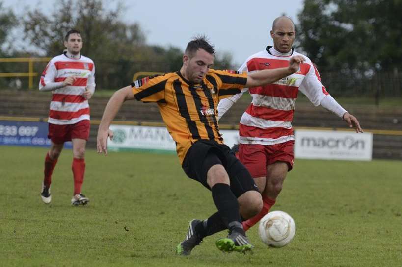 Action from Folkestone's win over two-time FA Trophy winners Kingstonian