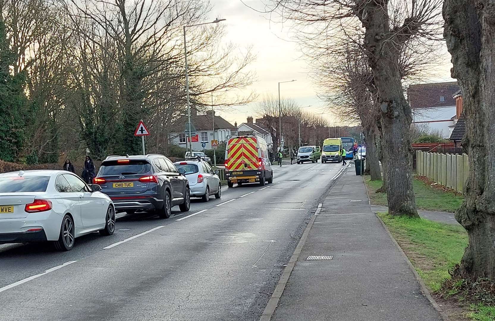 Traffic built up in Faversham Road following the incident