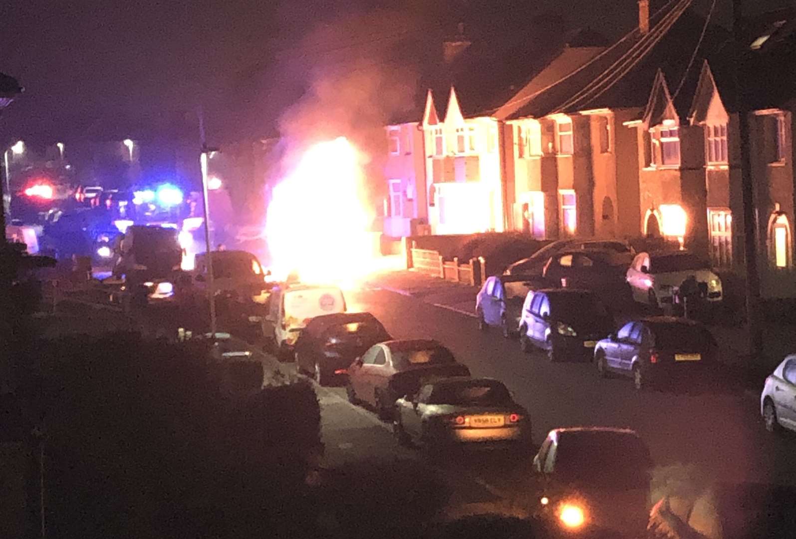 Emergency services were called to a van fire in Coyler Road, Northfleet