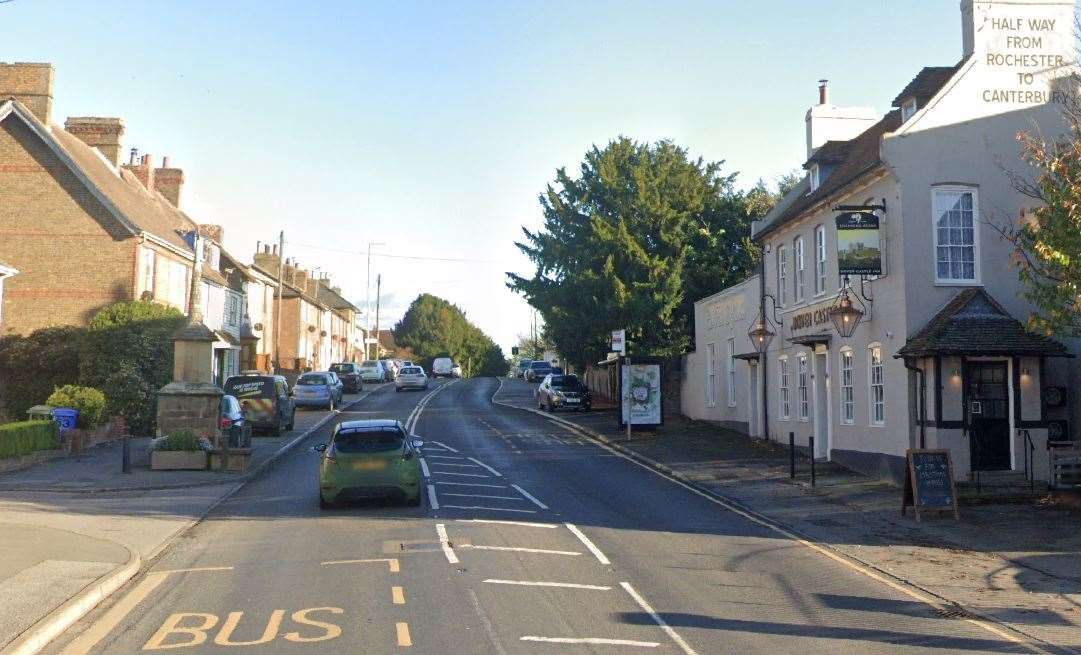 Police were called to the A2, London Road, Teynham, after a collision between two motorbikes and a car. Picture: Google