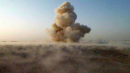 A deadly stash of IEDs and bomb-making equipment is detonated in the Afghanistan desert