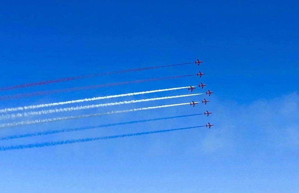 The Red Arrows above Folkestone. Picture: Tom Bishop