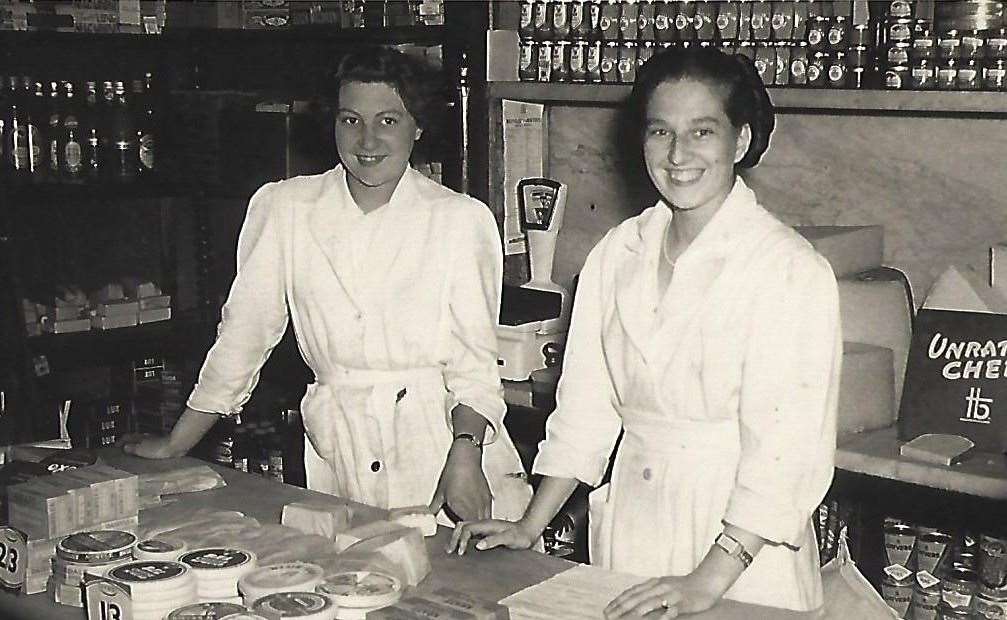 Maureen Reynolds (nee Burt) left at the provisions counter with Miss Bartlett