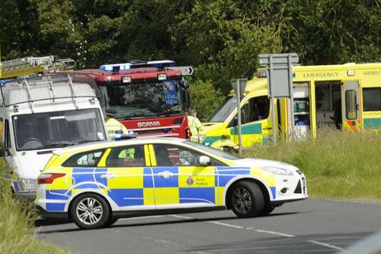 Scene of the crash at the A28 near Shadoxhurst. Picture: Gary Browne