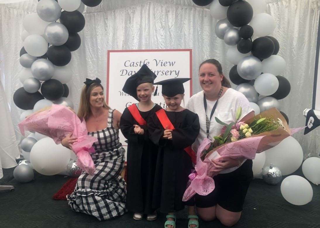 Amy Harris, Poppy, Marlowe and Amy Pocock - the two practitioners also graduated with a degree in childhood studies