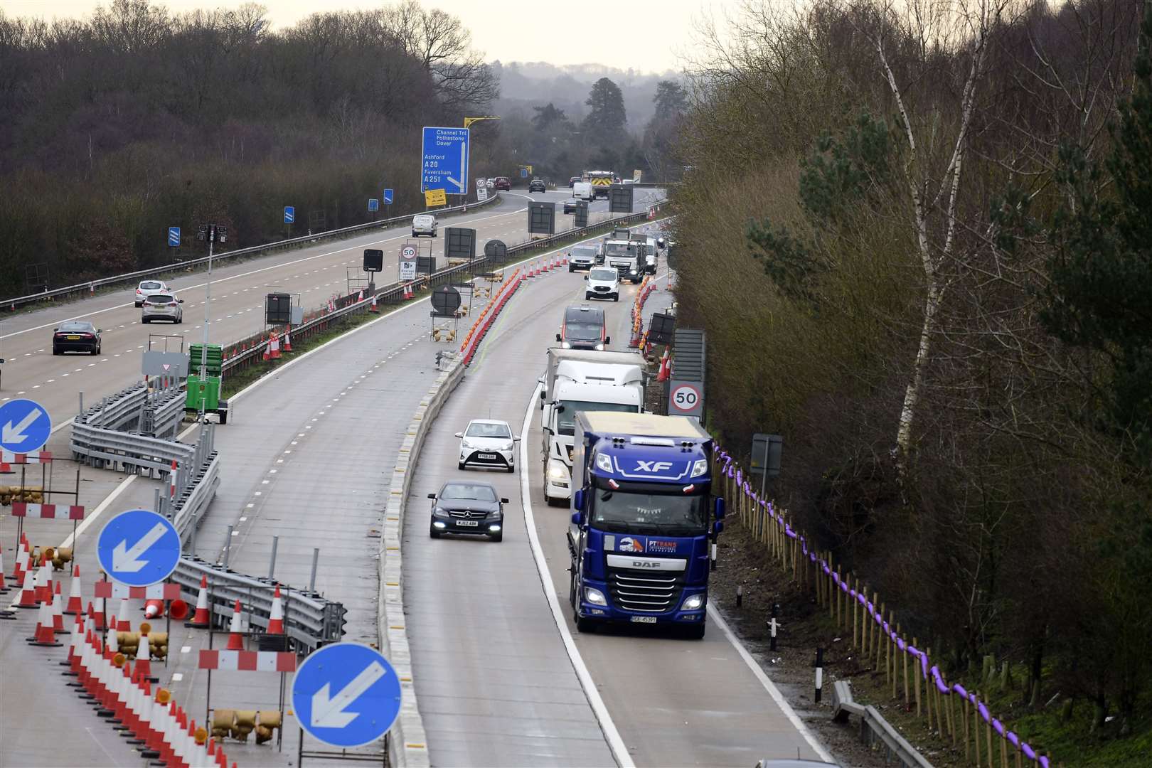 Part of Operation Brock is the moveable barrier on the M20, which consists of 14,000 concrete blocks Picture: Barry Goodwin