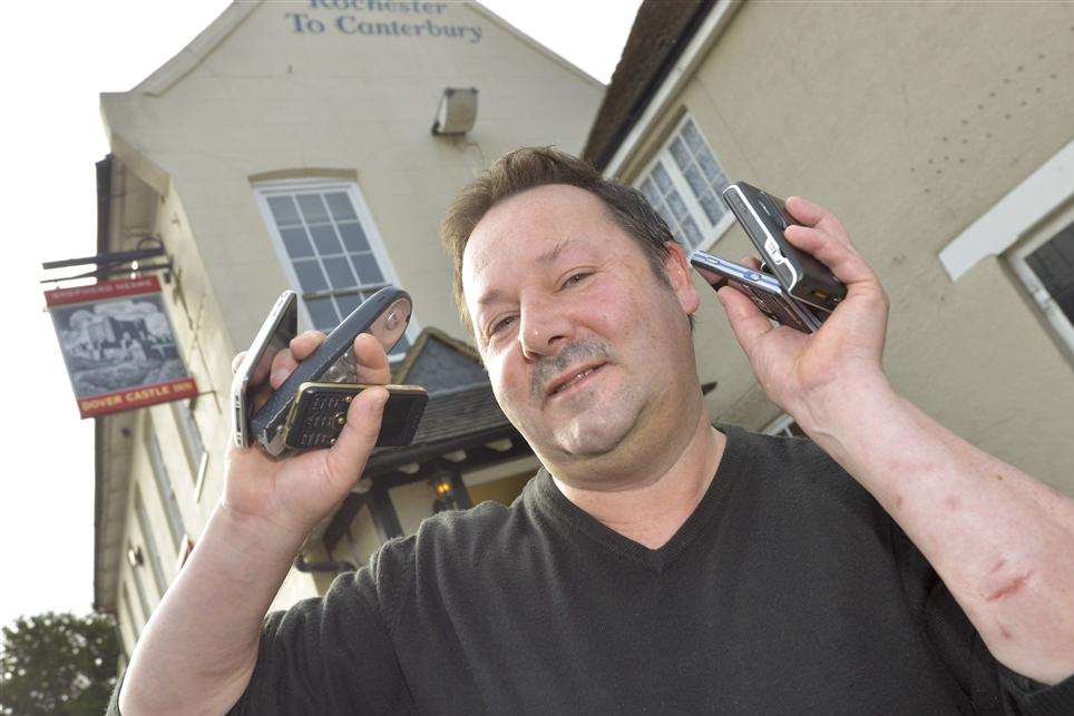 Phil Clements pictured outside the Dover Castle Inn, Teynham, in 2011 after being mistaken for a tabloid journalist.