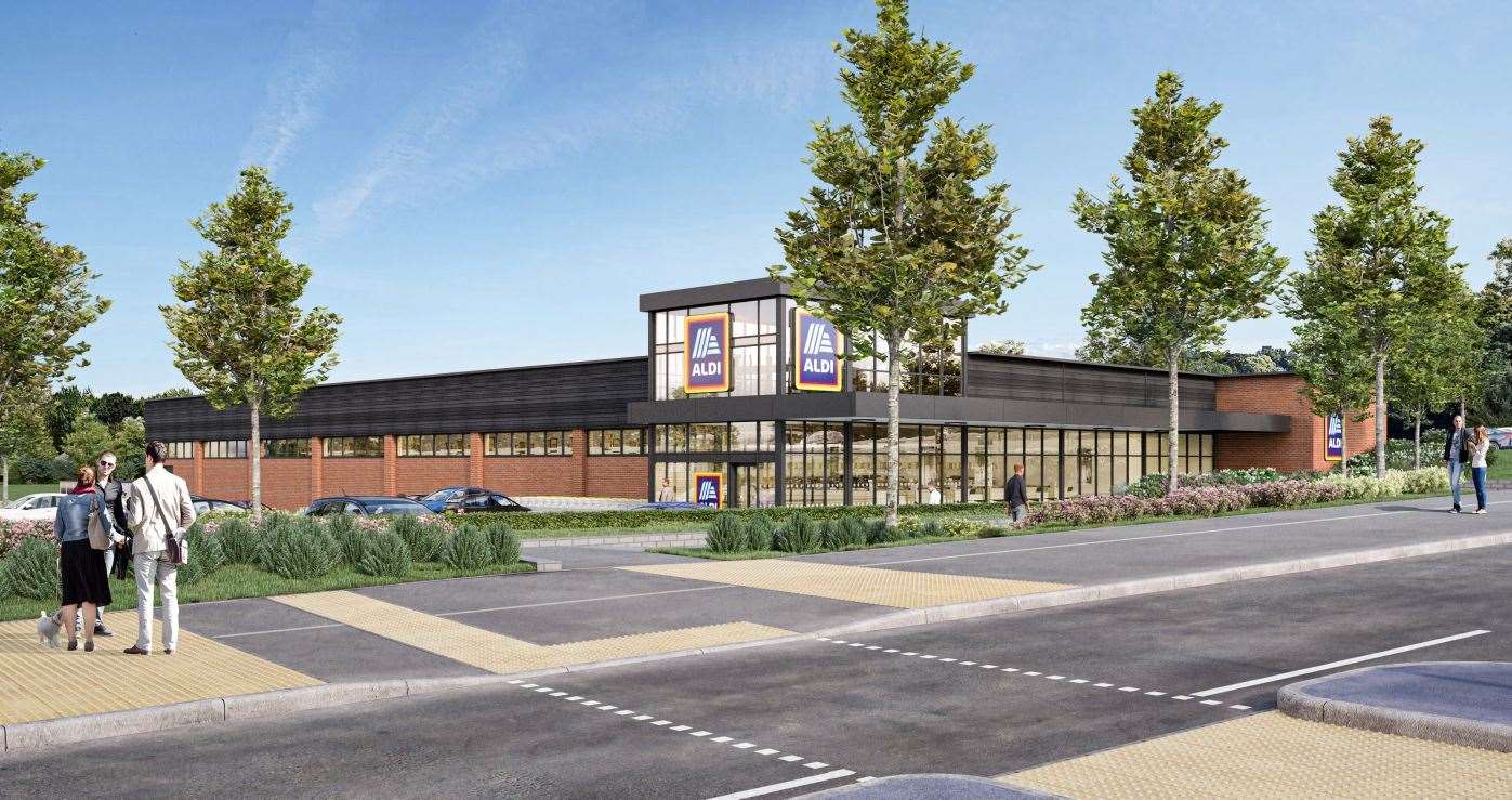Full plans for the Aldi store were submitted to Ashford Borough Council in 2022; the chain bought the land at the end of 2019. Picture: The Harris Partnership