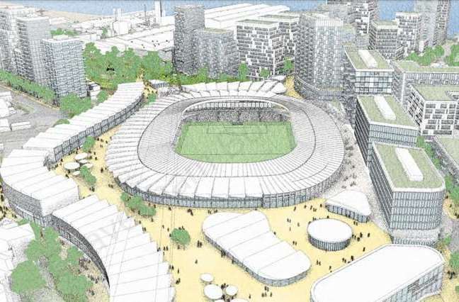 The 8,000 seater stadium would form the 'heart' of the development Photo: Gravesham planning portal/ Landmarque Property Group