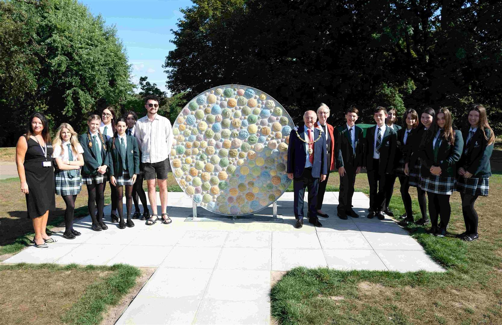 Mayor with Jack Durling and Valley Park School with their sculpture. Picture: Maidstone Borough Council