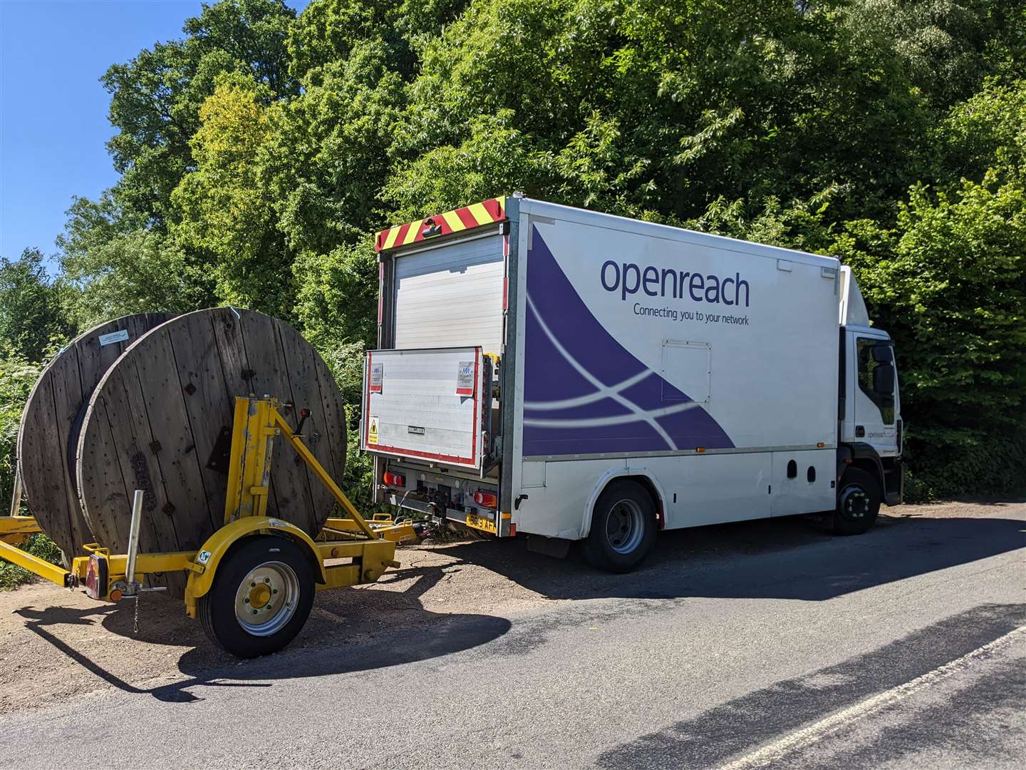 BT Openreach at work replacing stolen cables