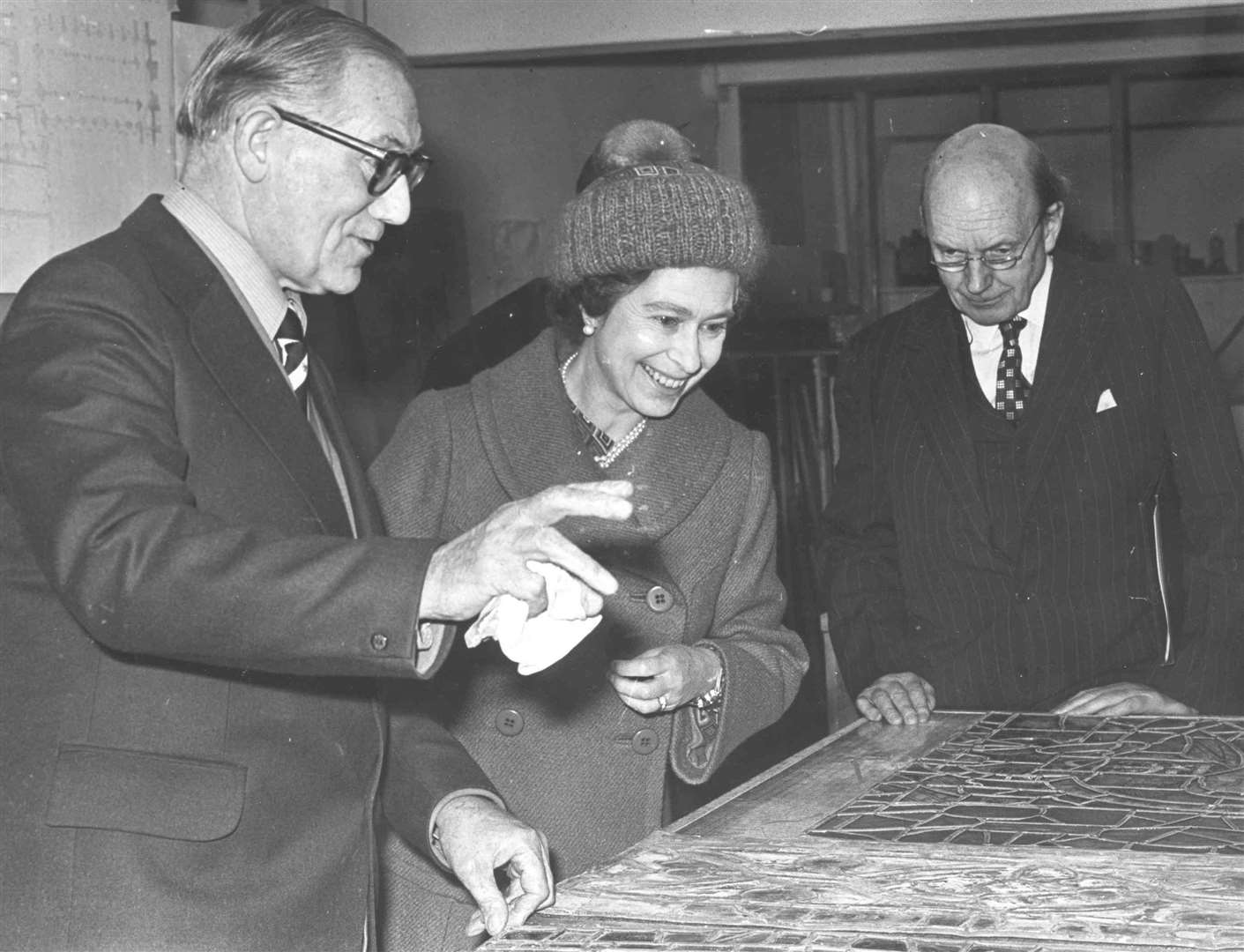 The Queen spent five hours at Canterbury Cathedral inspecting the restoration work being carried out in December 1976