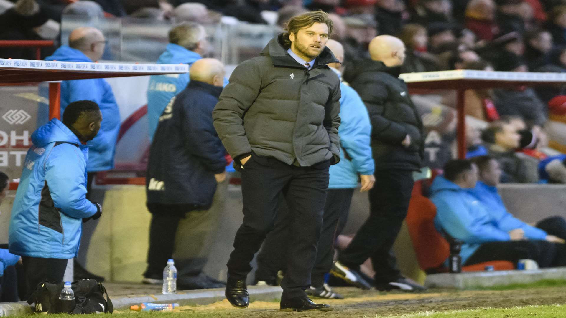 Daryl McMahon on the touchline during Ebbsfleet's win against Solihull Moors Picture: Andy Payton