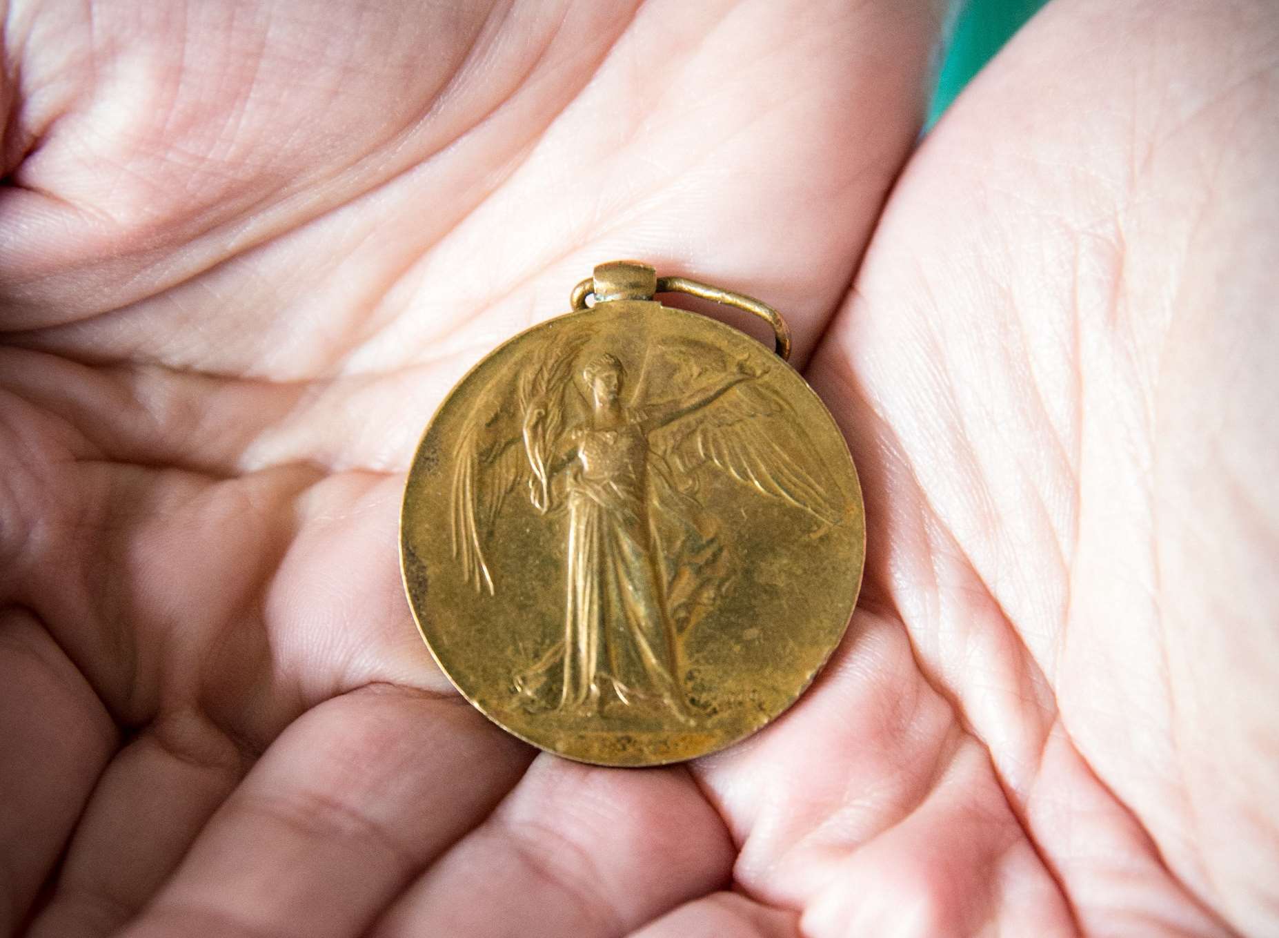 Pictures of a Victory Medal found by Lynn Coomber's late father