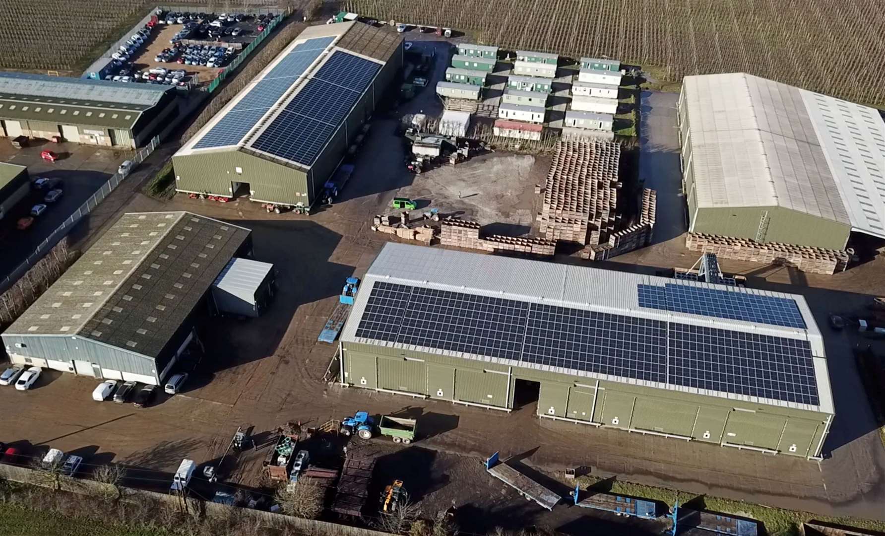 Many industrial buildings – such as Howt Green Farm in Bobbing near Sittingbourne - have installed solar panels on their roof