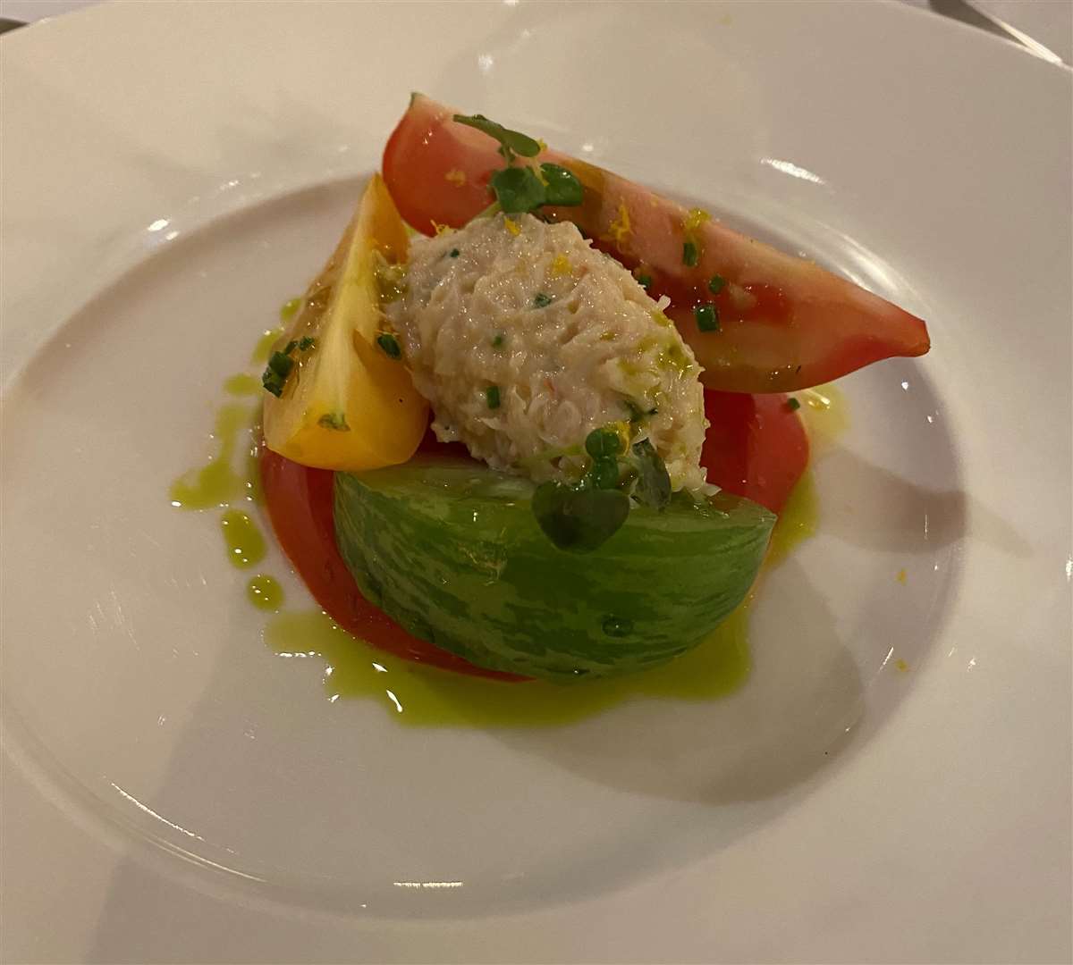The crab, tomato and basil starter was a firm favourite paired with the Roman Road Chardonnay