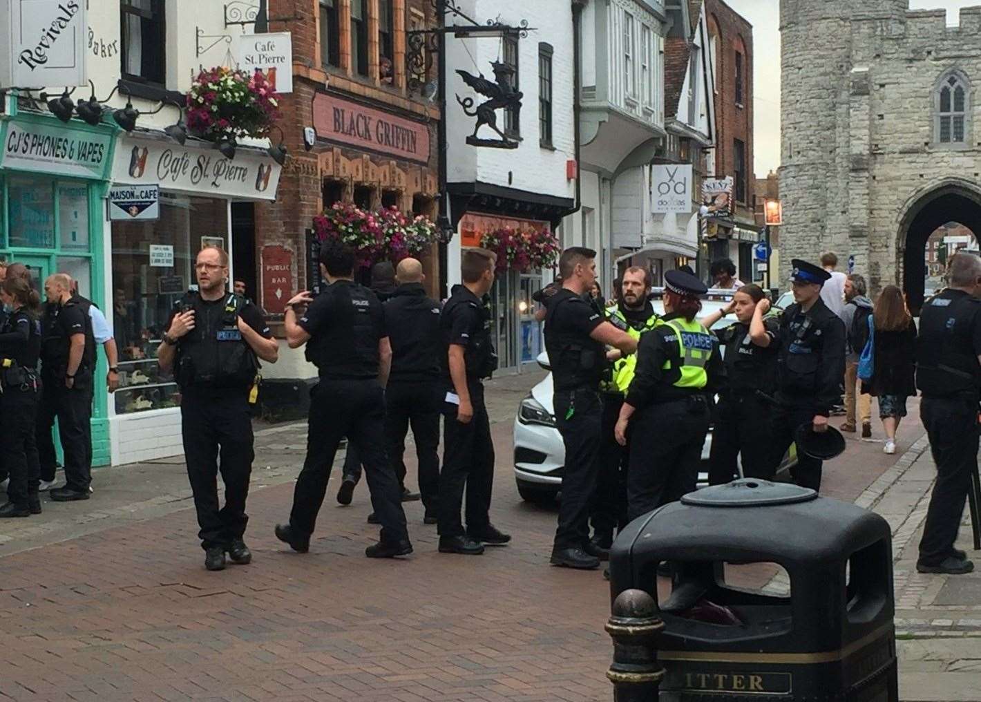 Police dealt with a fight in the centre of Canterbury on the day the pubs reopened
