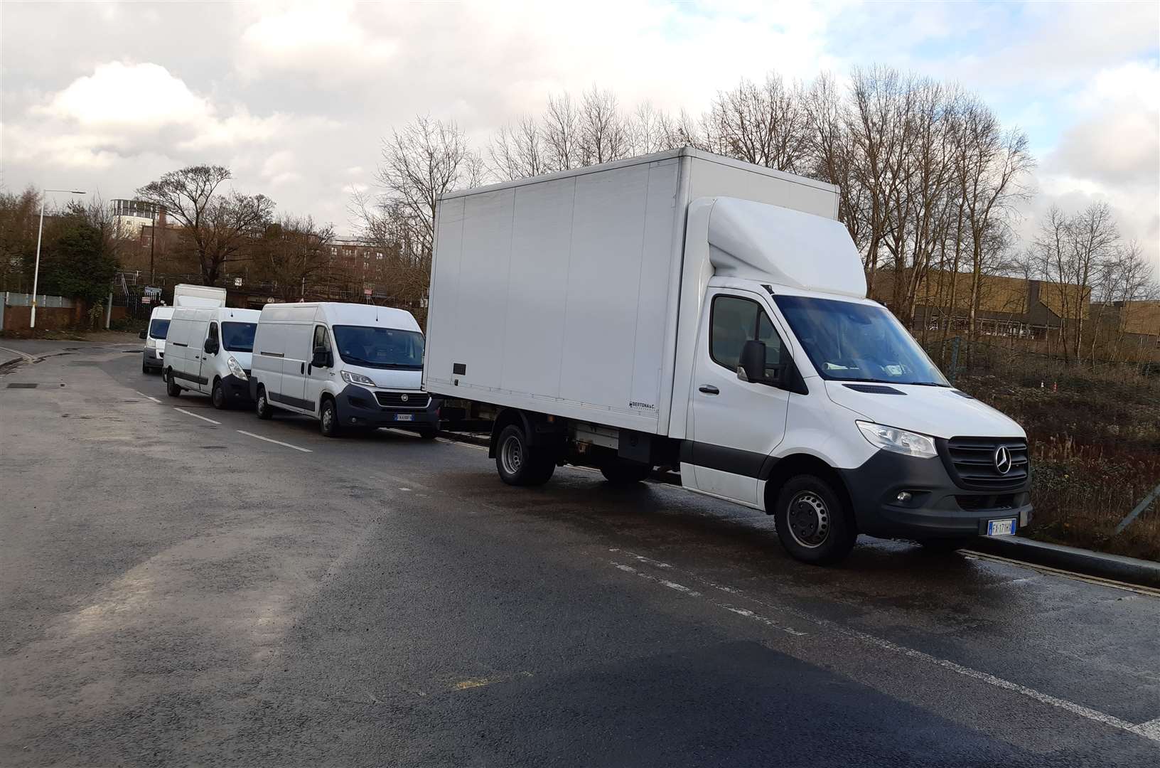Vans have been parked in Gasworks Lane