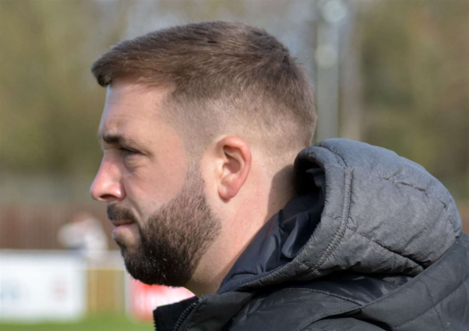 Faversham boss Sammy Moore watches his side suffer a 1-0 weekend loss to Sittingbourne. Picture: Randolph File