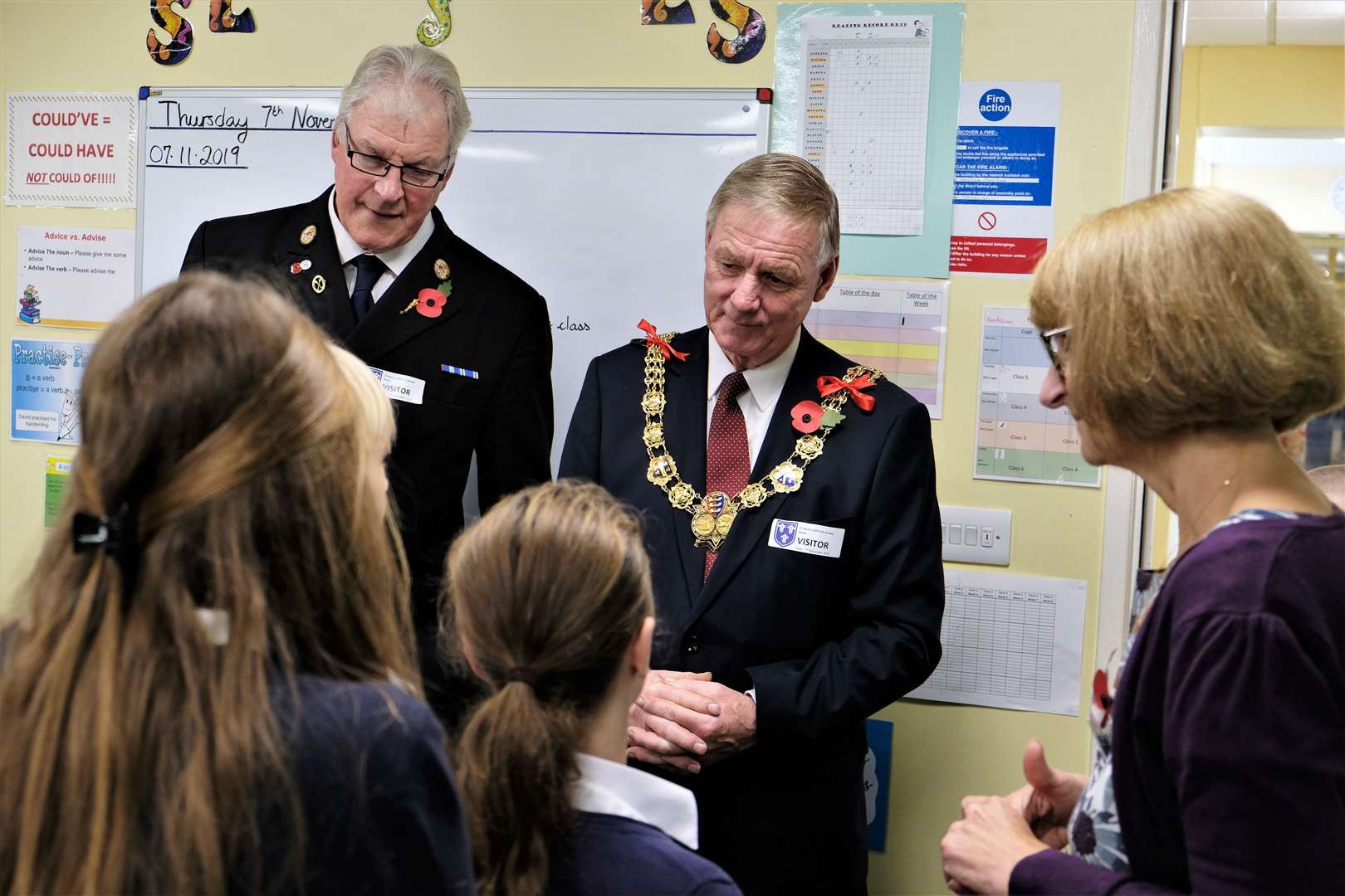 The Town Sergeant and mayor with some of the children during the anniversary celebration. Picture: St Mary's C of E Primary School, Dover
