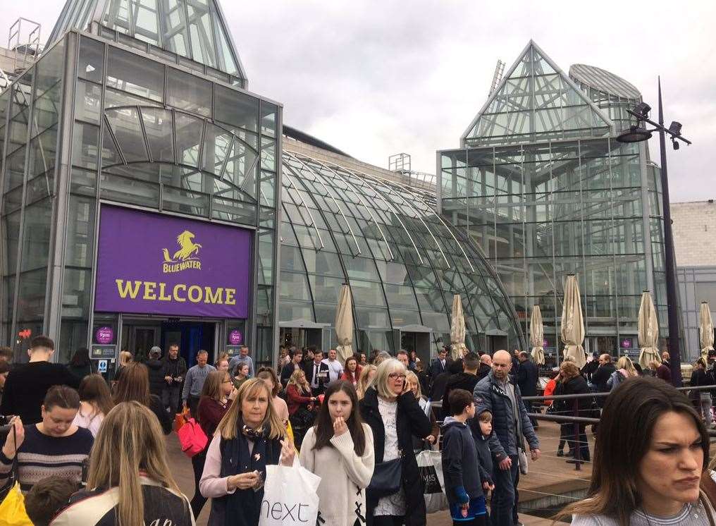 Bluewater has been evacuated following a fire alarm. Picture: @HenryCollier10