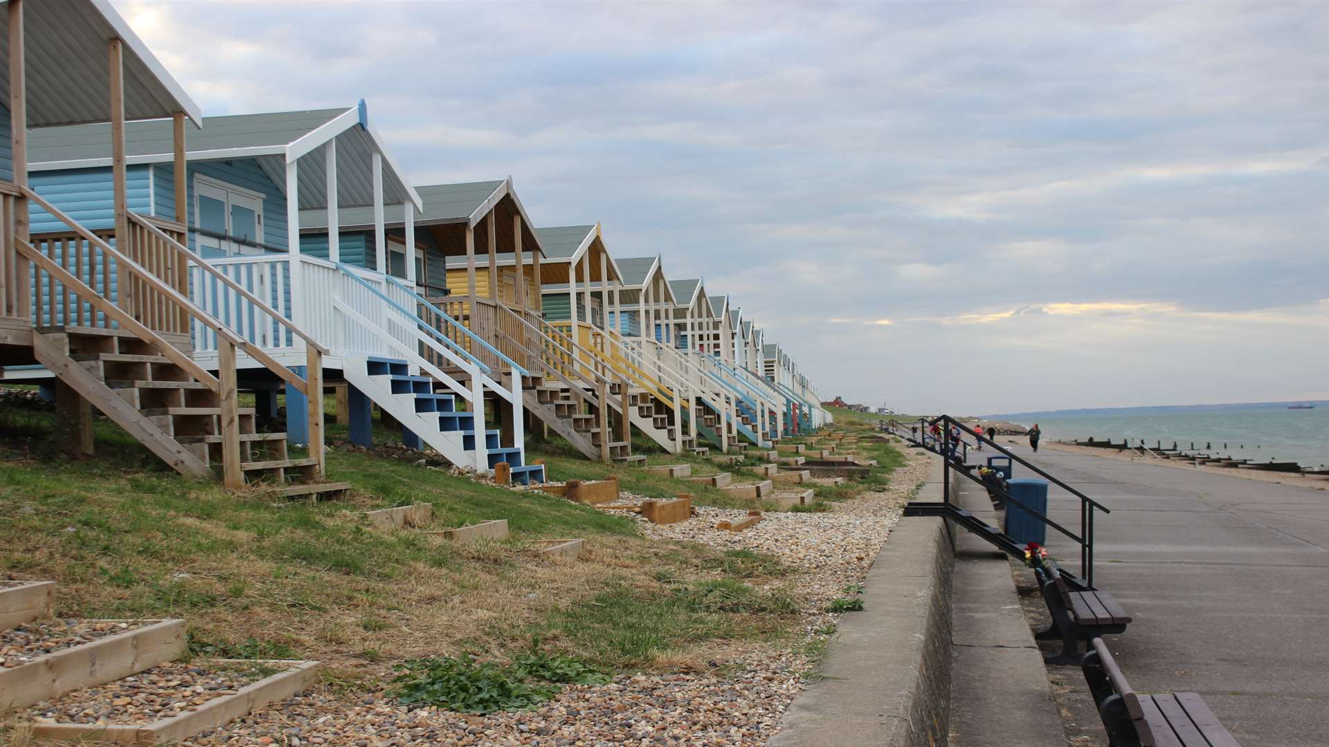 Beach huts at The Leas, Minster, on the Isle of Sheppey