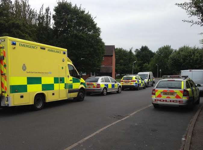 Police and ambulance crews in Wildish Road, Faversham