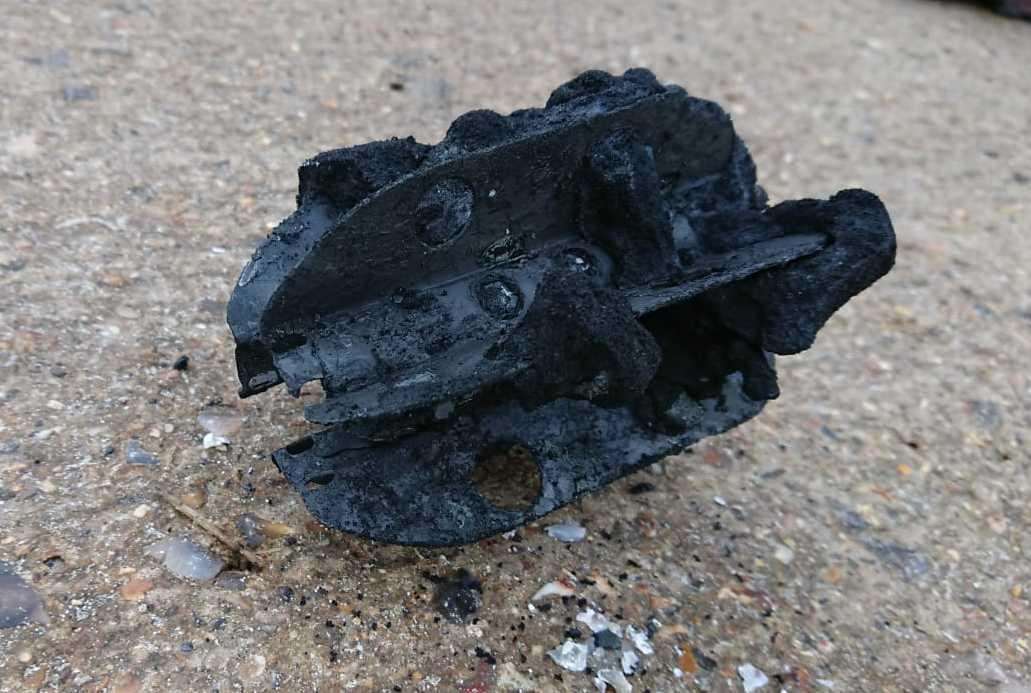 The tail fin of the mortar bomb found at Grenham Bay, Birchington this afternoon. Picture: HM Coastguard Margate (466167)