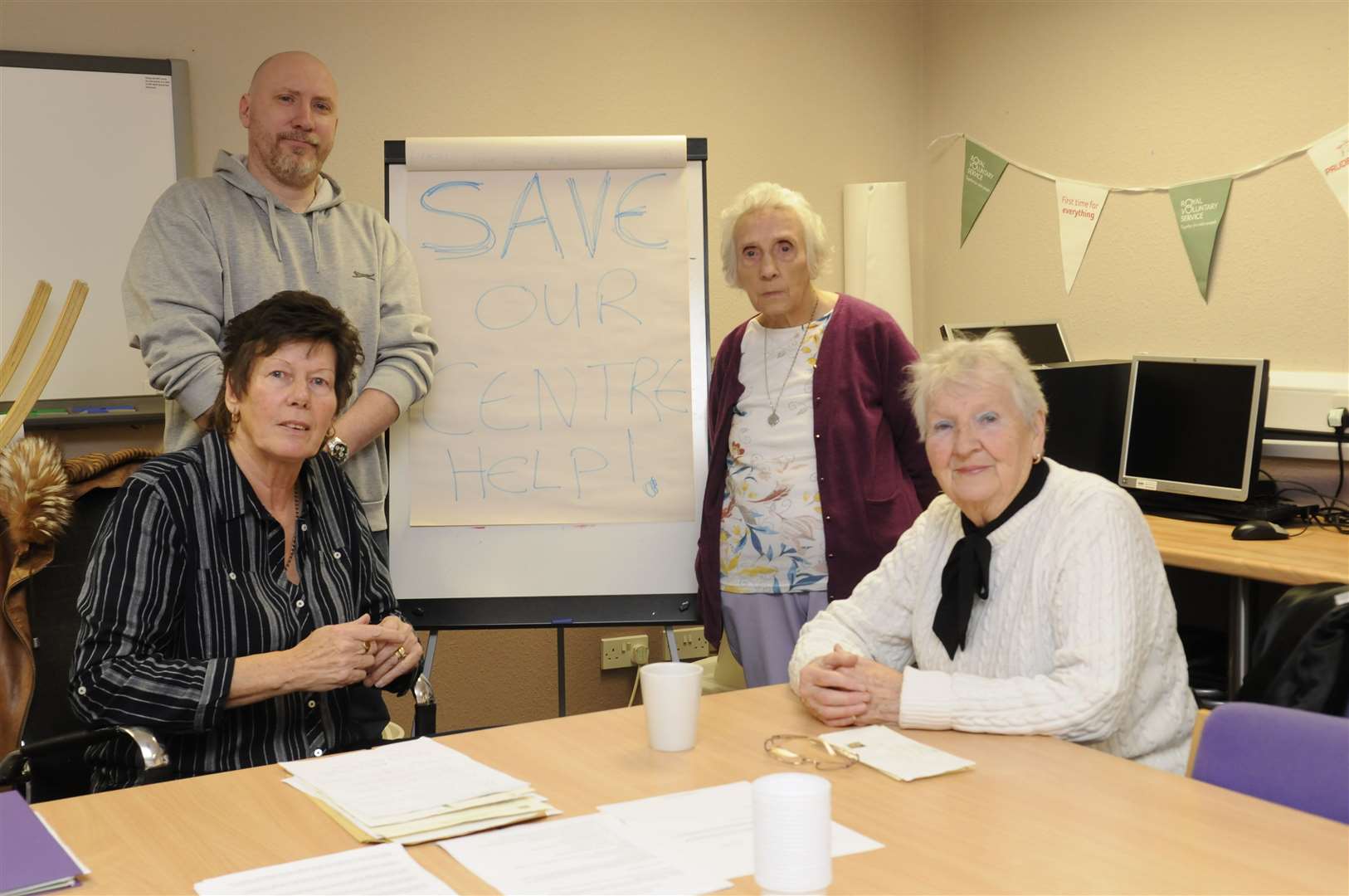 Lilian Lyons with follow committee members John Ramage, Babs Taylor and Jean Tomkies