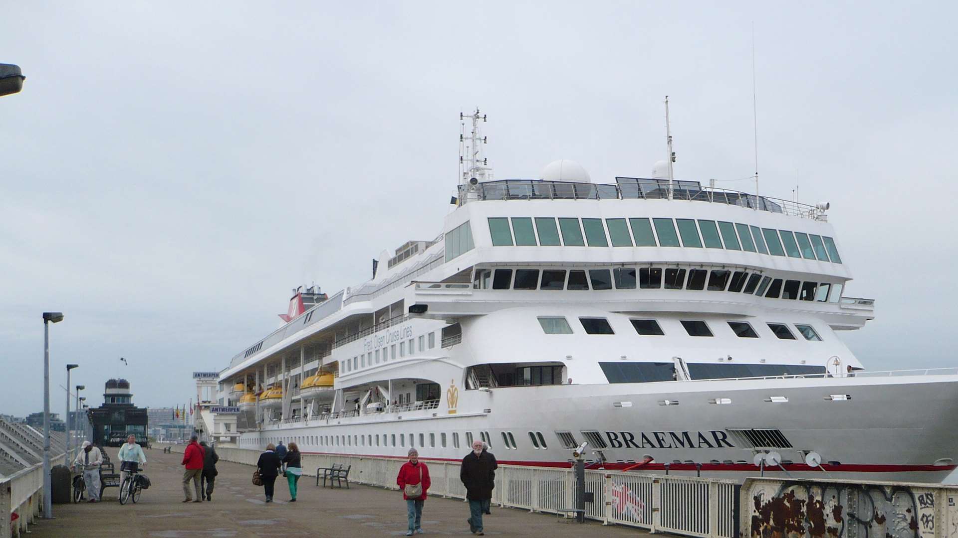 The Fred. Olsen cruise ship Braemar docked at Antwerp