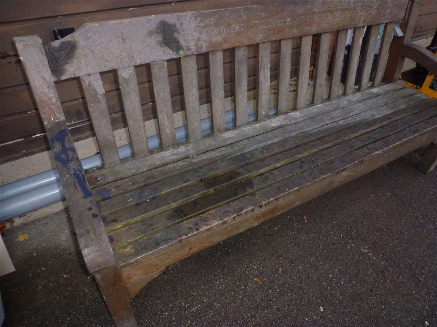 Memorial bench at the Riverside Centre was vandalised last week