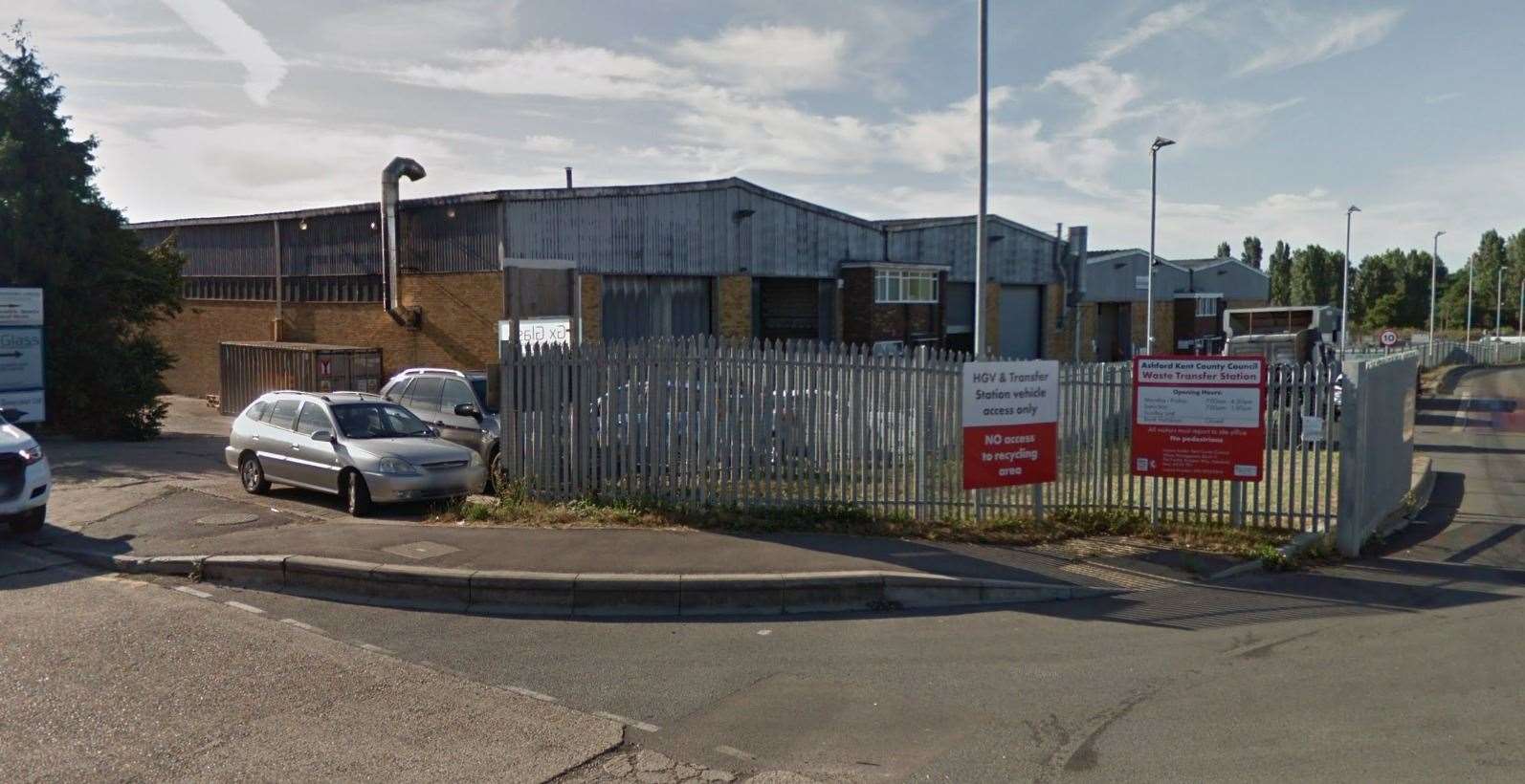 The Household Waste Recycling Centre on Brunswick Road, Ashford caught fire this afternoon. Picture: Google (13158577)
