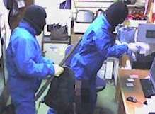The two robbers targeted McColl's in Orion Road, Rochester