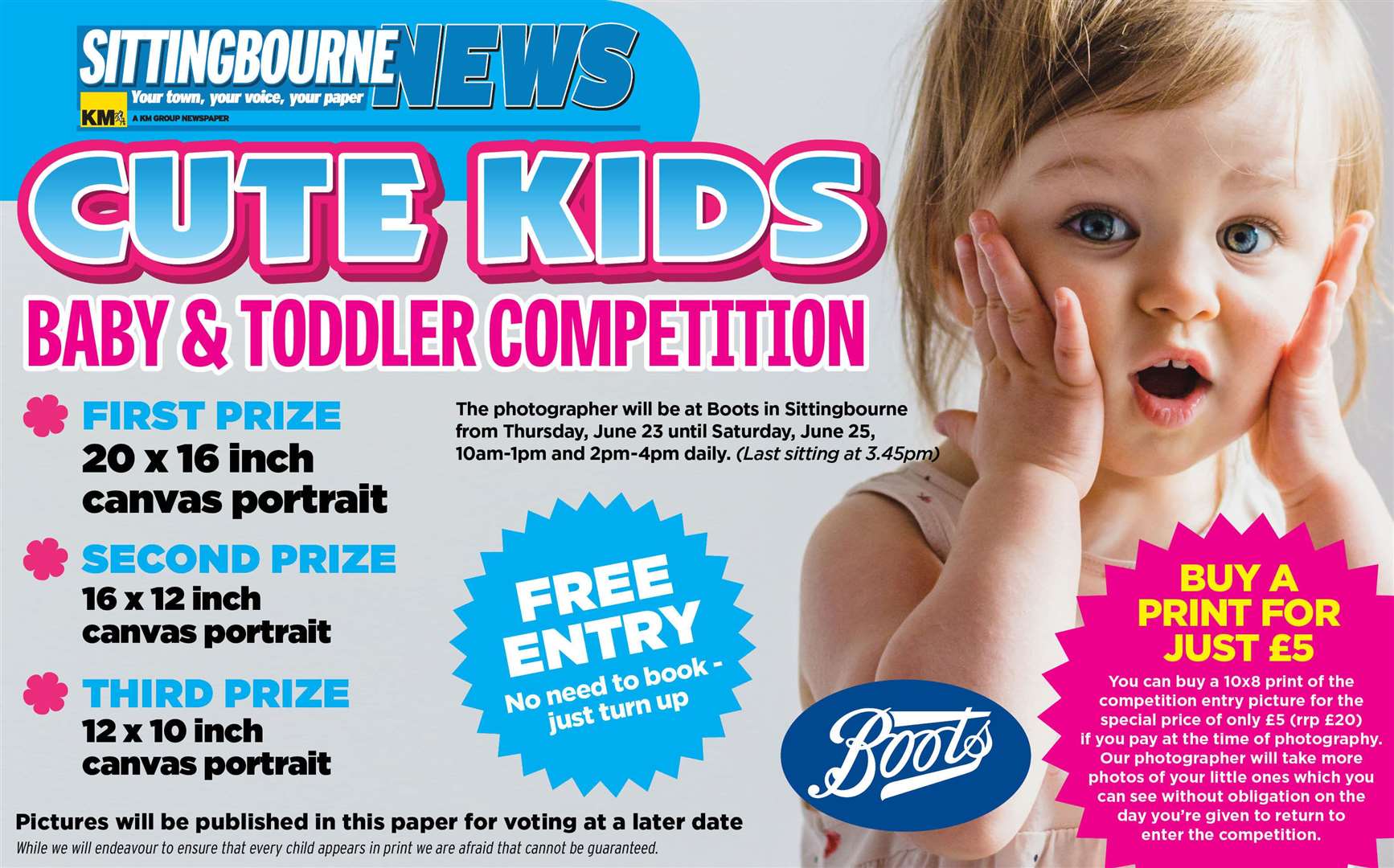 Cute Kids competition in Sittingbourne will be running from June 23-25