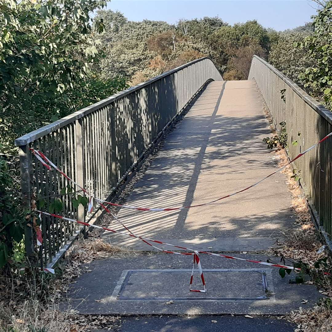 The footbridge off the A2 near the Old Bexley Lane slip-road was cordoned off. Picture: Sean Delaney