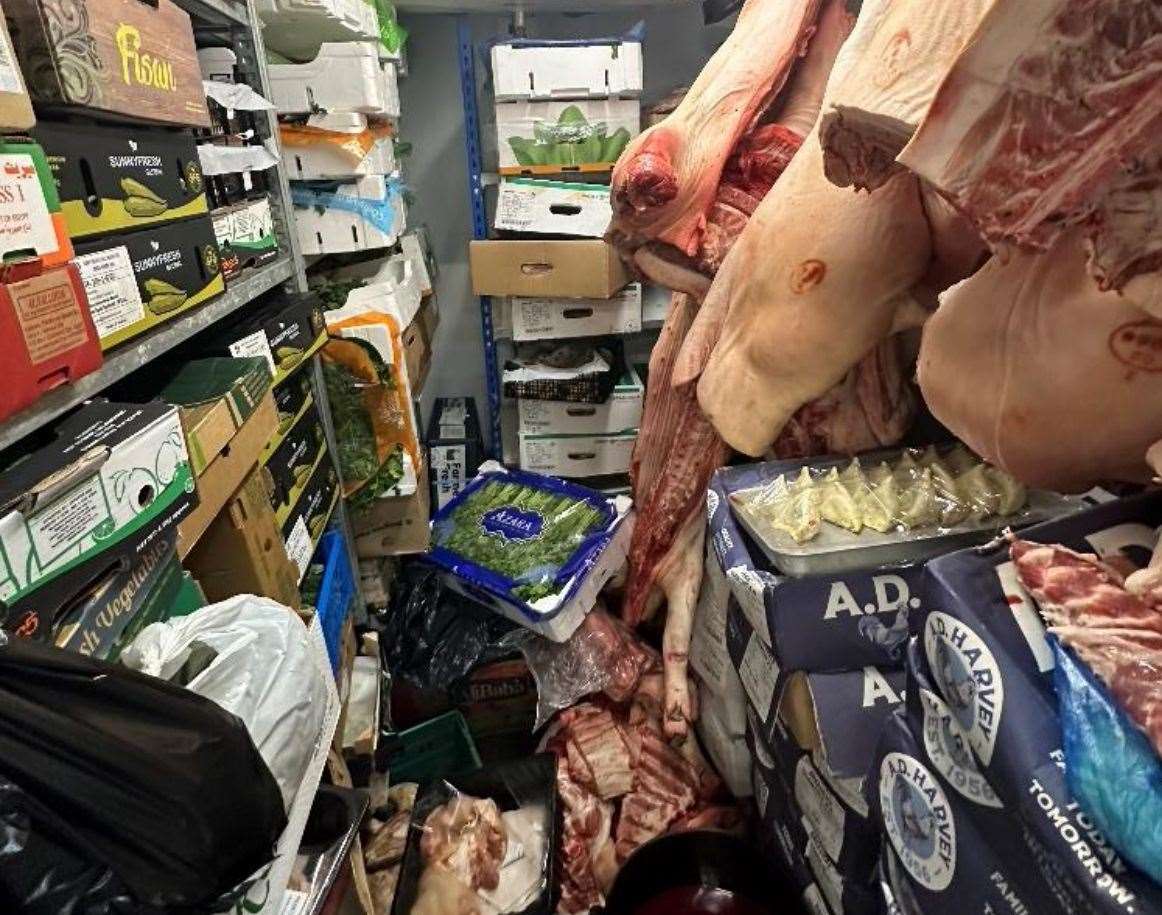 Animal carcasses and fresh produce were stored just inches from each other at Variety Cash and Carry in Ashford
