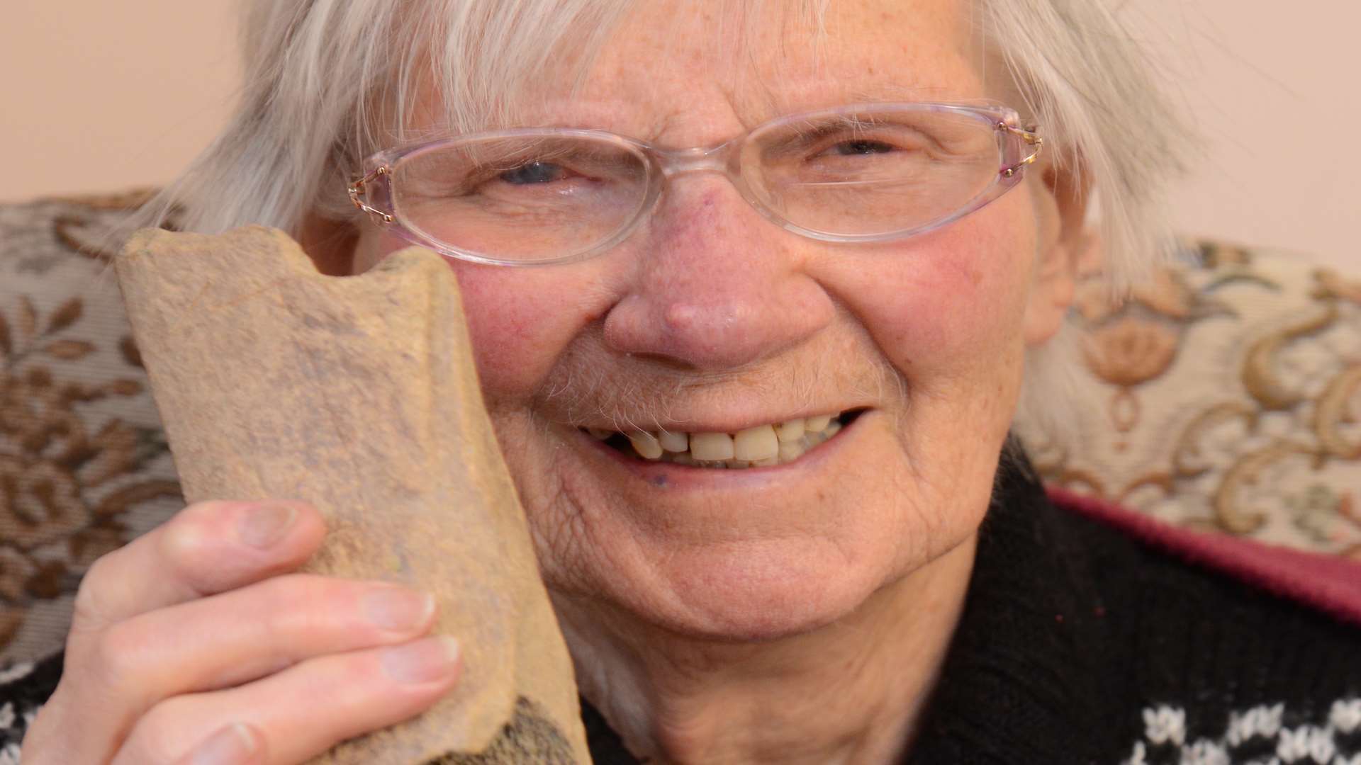 Marion Boxall believes the bone she found belonged to a mammoth. Picture: Gary Browne
