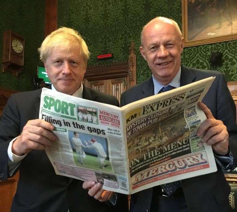 Damian Green has written a letter to Boris Johnson, both pictured here reading the Kentish Express together