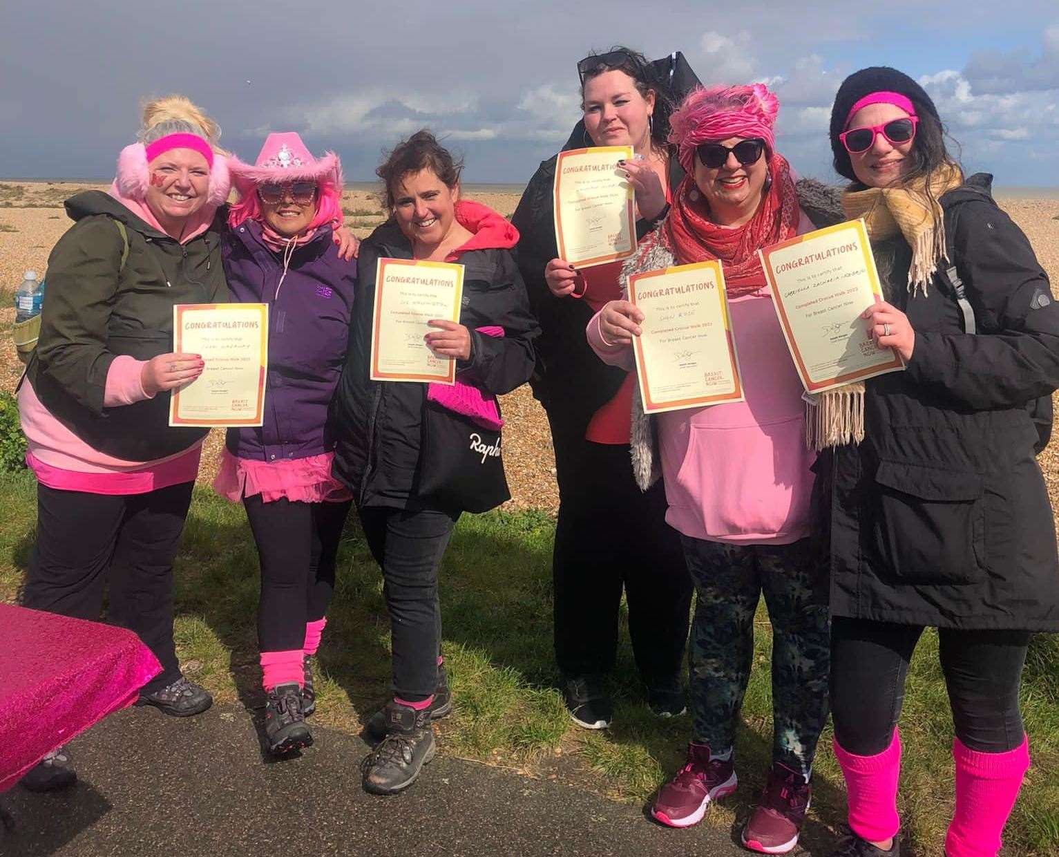Walkers were awarded certificates for completing the 15k walk in aid of Breast Cancer Now