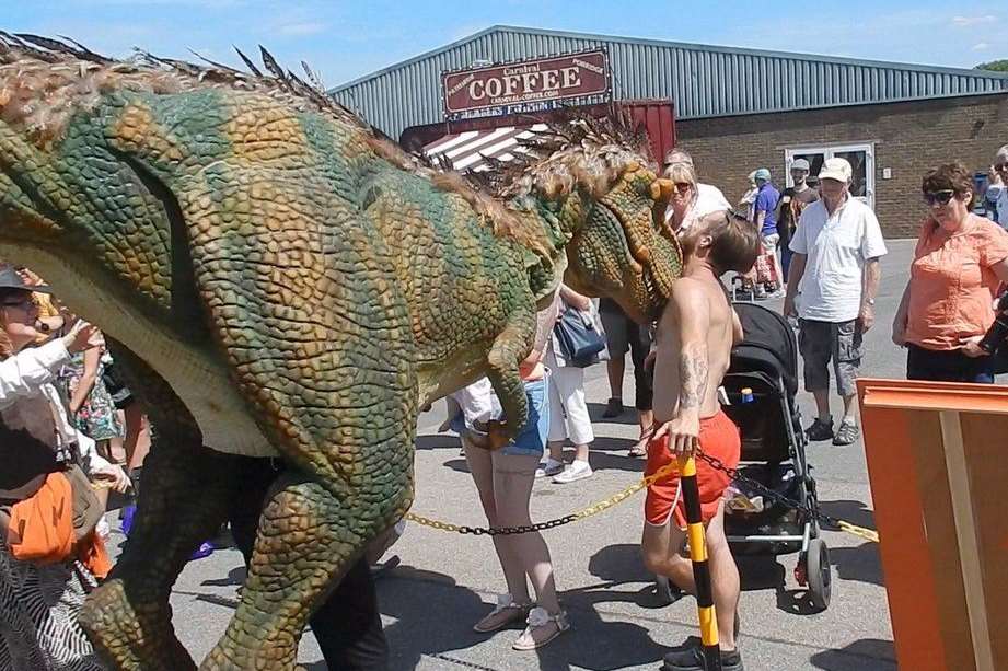 A friendly dinosaur called Dexter is one of the attractions at the show.