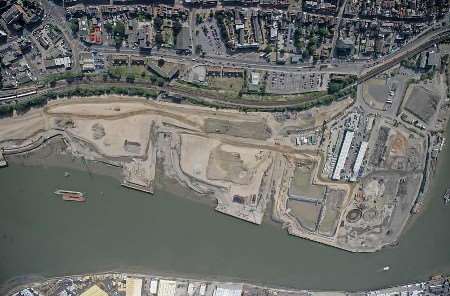 A recent aerial photograph of the Rochester Riverside area