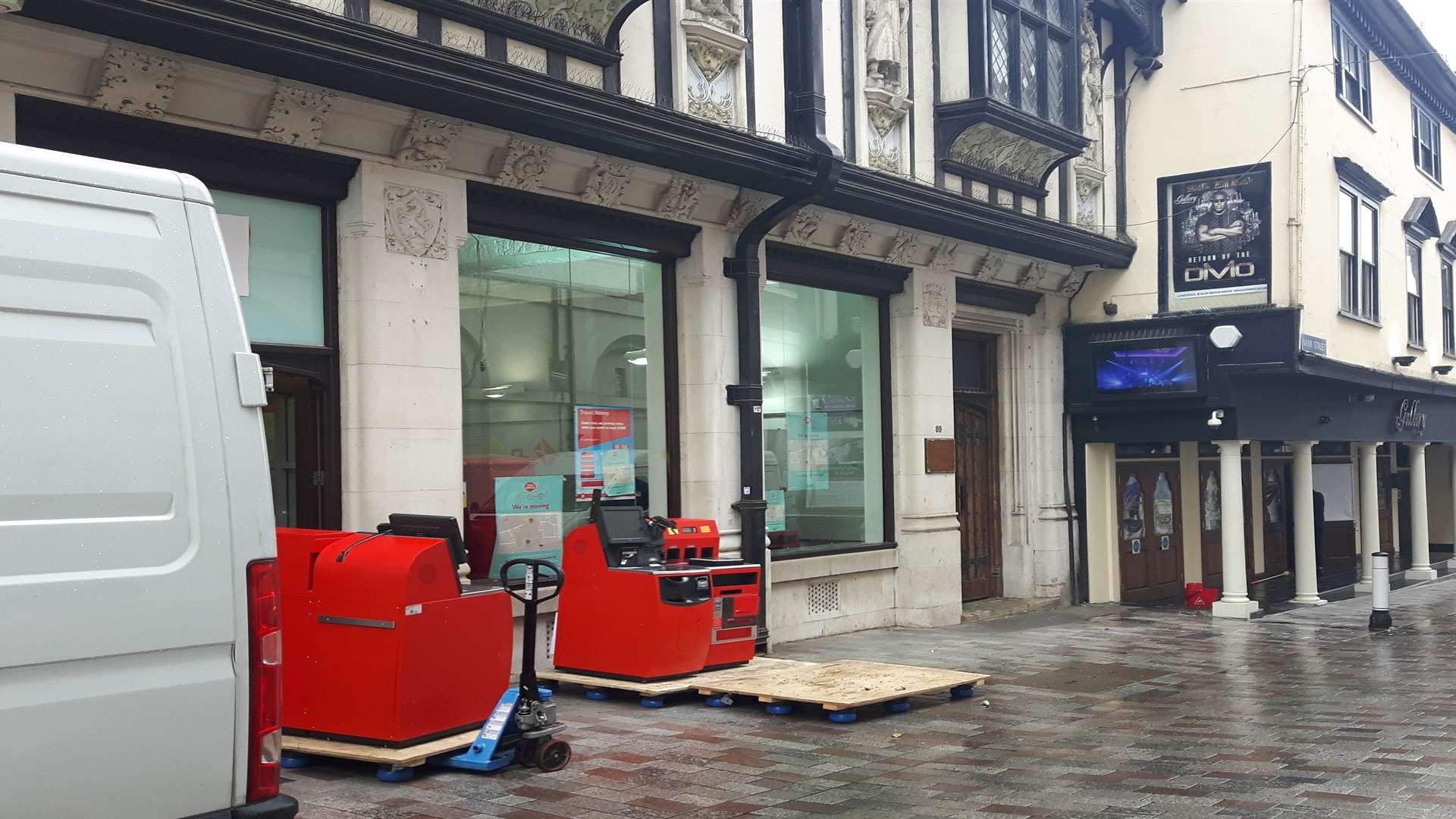 The equipment is being moved out of the former post office building
