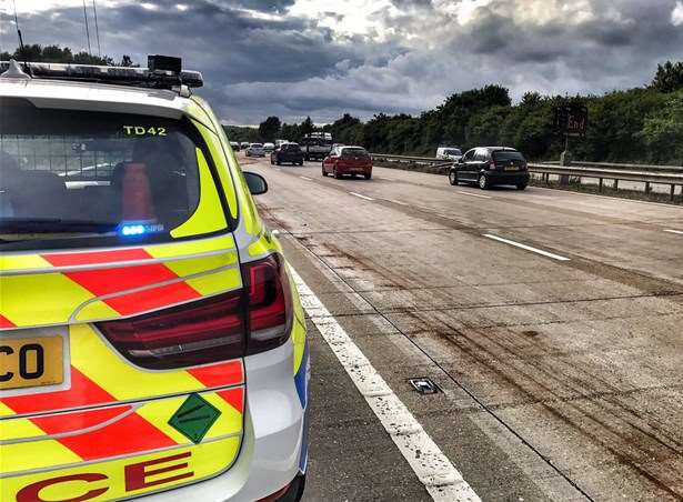 The M20 was partly shut. Stock picture: Kent Police's Roads Policing Unit