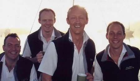 TRIPLE TRAGEDY: Pictured in one of the last photographs taken before the fateful trip, from left, Jason Downer, Jamie Saunders, who was not on board, Rupert Saunders and James Meaby. Picture courtesy of the Saunders family