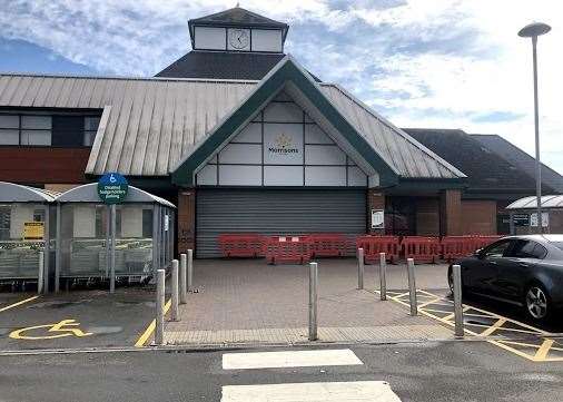 Yesterday barriers were placed outside the Morrisons store in Sutton Road, Maidstone, which has now reopened