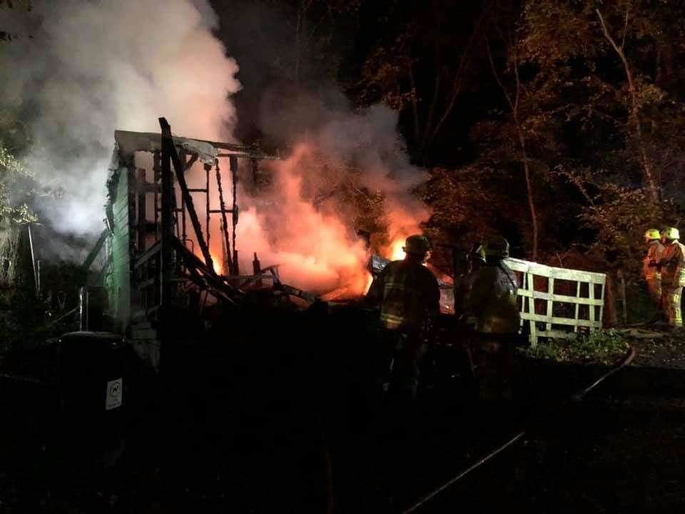 Firefighters tackling the blaze at The East Kent Railway near Dover last October